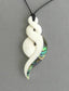 Maori Bone Double Twist Necklace with Paua Tail