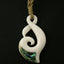 Maori Bone Twist Hook Koru Paua Necklace on String Cord
