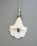 New Zealand Bone and Paua Flower Necklace - ShopNZ
