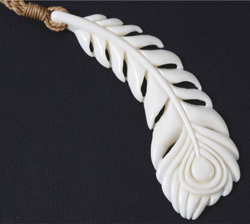 Bone Feather Carving Necklace - ShopNZ