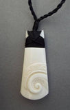 Maori Bone Toki Necklace with Curving Koru - ShopNZ