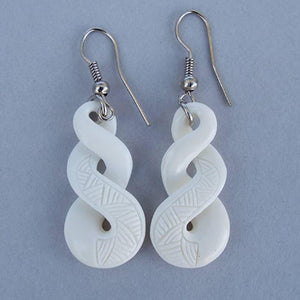 NZ Bone Maori Double Twist Earrings - ShopNZ