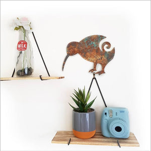 Weathered Copper Koru Kiwi Bird Wall Art - ShopNZ