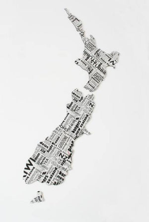 NZ Kiwiana Newspaper Map Wall Art - ShopNZ