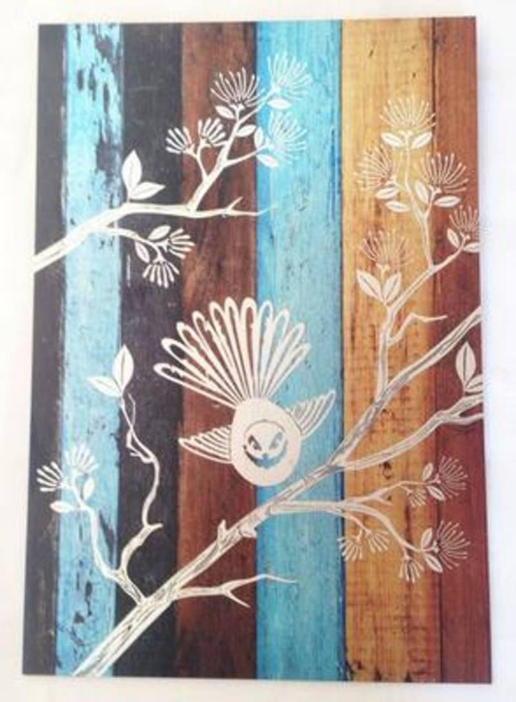 NZ Fantail Rustic Art Panel - ShopNZ