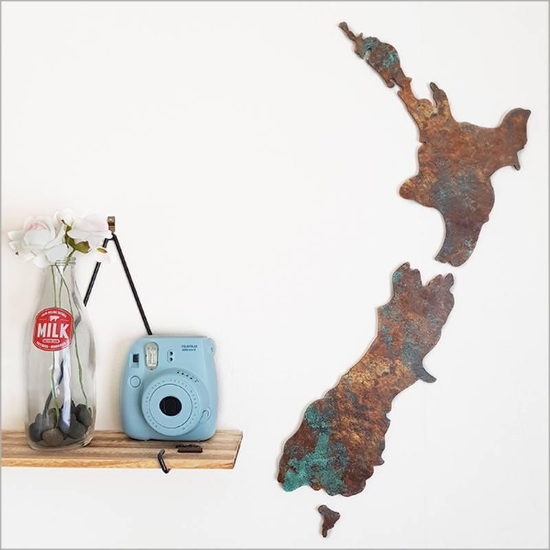 Weathered Copper Map of NZ Wall Art - ShopNZ