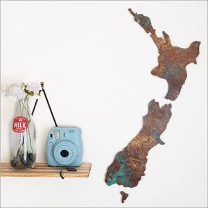 Weathered Copper Map of NZ Wall Art - ShopNZ