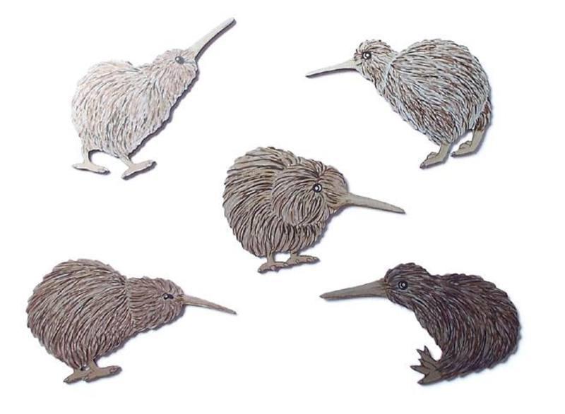 Flock of 5 Kiwi Birds Wall Art - ShopNZ