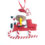 Clay Kiwi Santa on Sleigh Xmas Ornament - ShopNZ