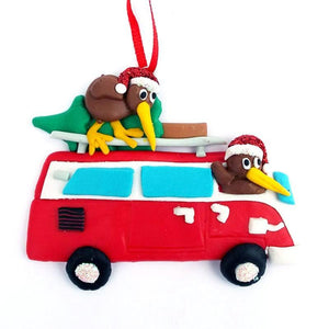Clay Kiwi in a Kombi Christmas Ornament - ShopNZ