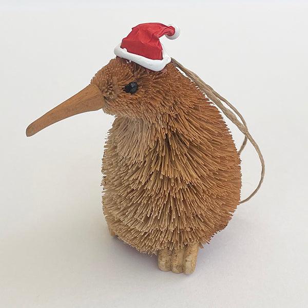 Cute Brush Kiwi Bird Santa Hat Christmas Ornament - ShopNZ