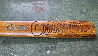 Full Size Taiaha with Greenstone Tongue (Stand Optional) - ShopNZ