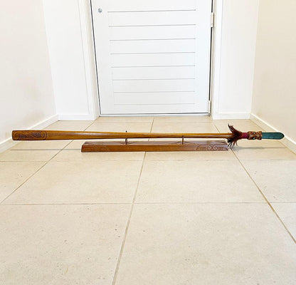 Full Size Taiaha with Greenstone Tongue (Stand Optional) - ShopNZ