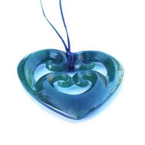 Genuine NZ Greenstone Koru Double Heart Necklace - ShopNZ
