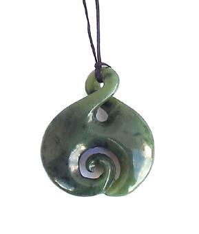 Genuine NZ Greenstone Maori Twist with Inner Koru Necklace - ShopNZ