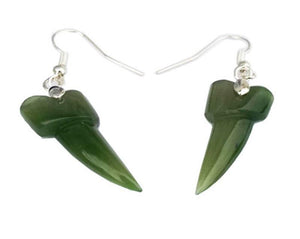 Genuine NZ Greenstone Shark Tooth Earrings - ShopNZ