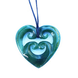 Genuine NZ Greenstone Koru Double Heart Necklace - ShopNZ