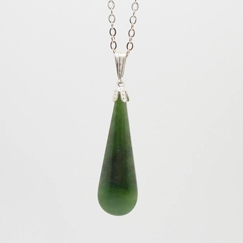 Silver and NZ Greenstone Drop Necklace - ShopNZ