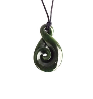 Large NZ Greenstone Twist with Koru Necklace - ShopNZ