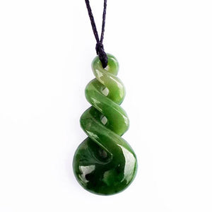 75mm Genuine NZ Greenstone Triple Twist Necklace - ShopNZ