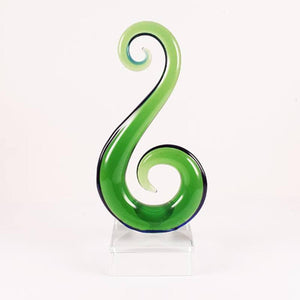 Green Glass Maori Koru Hook Ornament or Trophy - ShopNZ