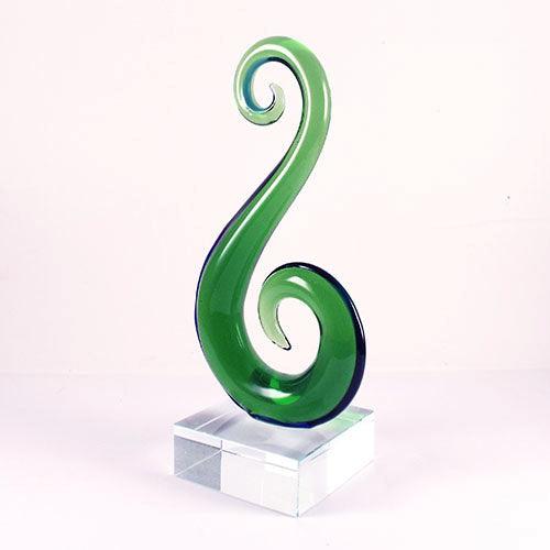 Green Glass Maori Koru Hook Ornament or Trophy - ShopNZ