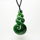 Large 9cm NZ Greenstone Triple Twist Necklace with Koru - ShopNZ