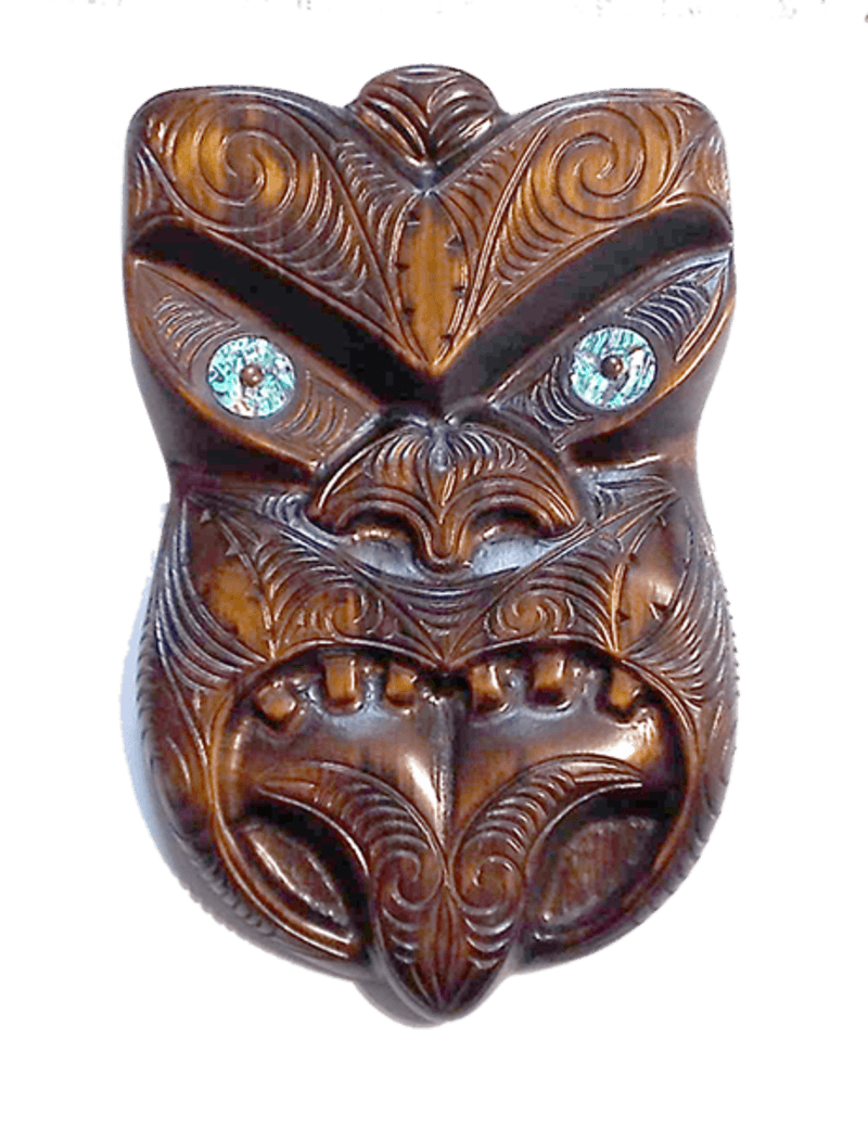 Heavily Carved Extra Large Maori Wheku Mask - ShopNZ