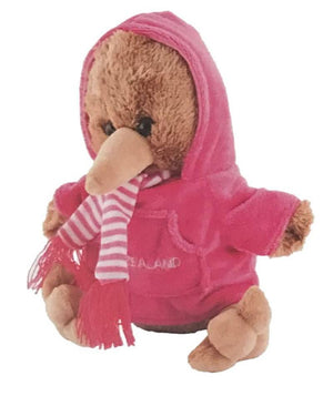 Kiwi Bird Soft Toy with Hot Pink Hoodie - ShopNZ