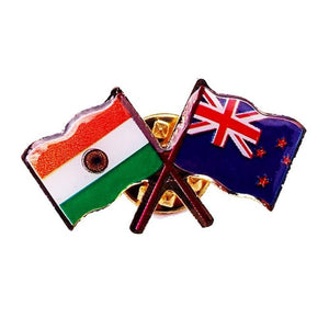 NZ and India Crossed Flags Badge - ShopNZ