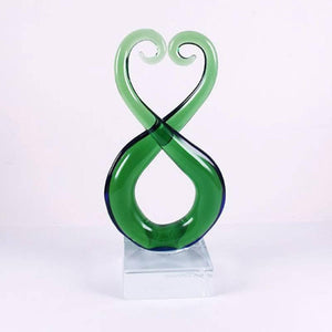 NZ Maori Green Glass Kissing Koru Ornament - ShopNZ