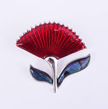 Paua and Enamel Pohutukawa Brooch - ShopNZ