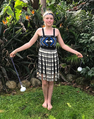 Blue NZ Maori Girls Kapa Haka Costume - ShopNZ