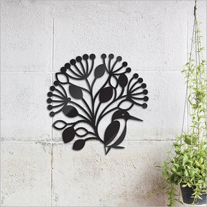 Pretty Kingfisher and Pohutukawa Outdoor Art Circle - ShopNZ