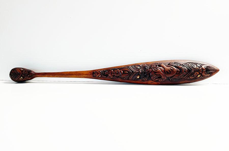 Mahogany Maori Waka Hoe Paddle with Optional Stand - ShopNZ