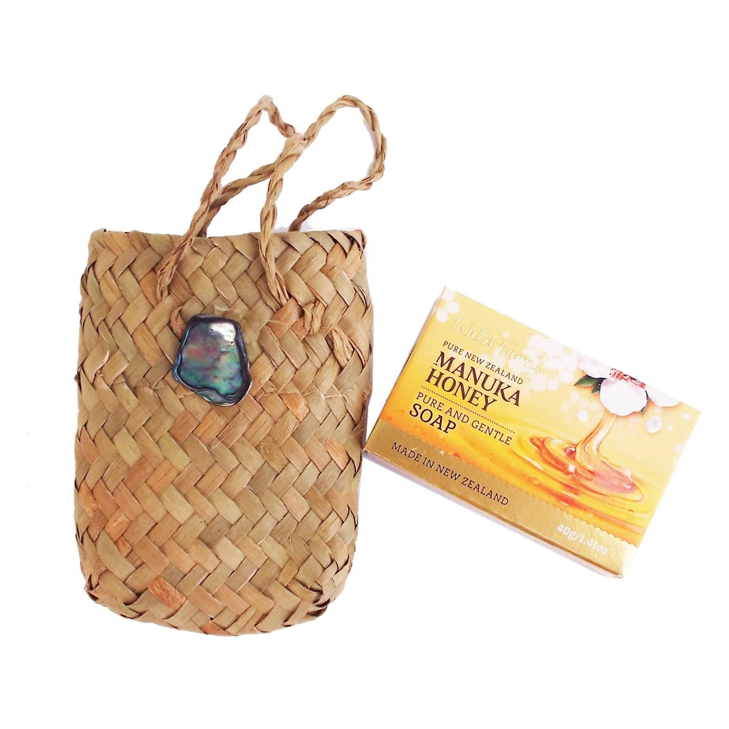 Manuka Honey Guest Soap in Paua Kete Bag Gift Set - ShopNZ