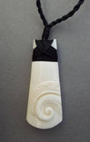 Maori Bone Toki Necklace with Curving Koru - ShopNZ