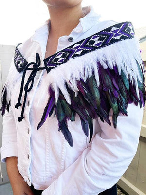 Maori Purple and White Short Korowai - ShopNZ