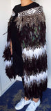 Maori Feather Korowai - Black Brown White and Jade - ShopNZ