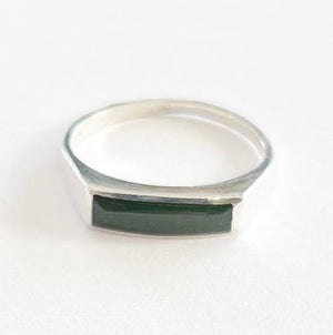 Mens Sterling Silver and Greenstone Ring - ShopNZ