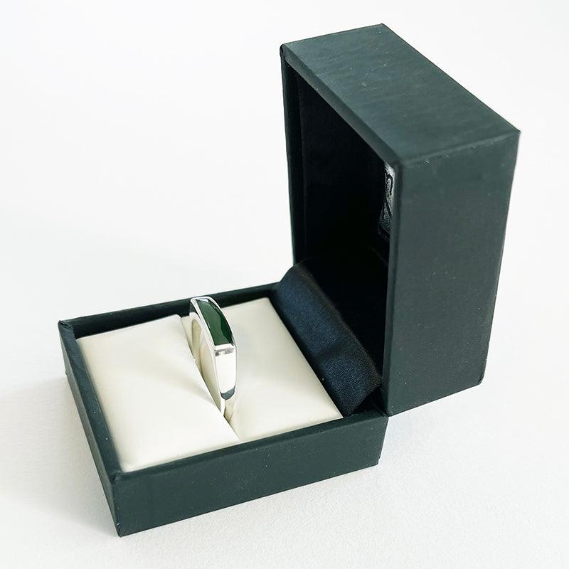 Mens Sterling Silver and Greenstone Ring - ShopNZ