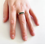 Mens Sterling Silver and Greenstone Ring - ShopNZ