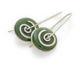 Stone Arrow Greenstone Silver Spiral Drop Earrings - ShopNZ