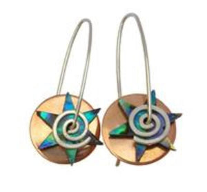 Stone Arrow Copper Paua Star Earrings - ShopNZ