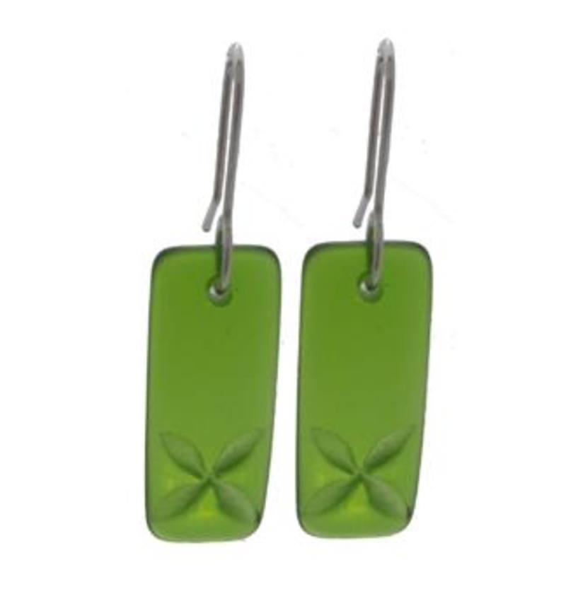 Stone Arrow Green Glass Tapa Eco Earrings - ShopNZ