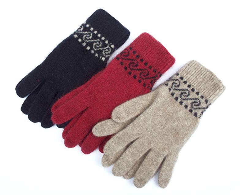 Merino Wool Possum Blend Koru Band Gloves - ShopNZ