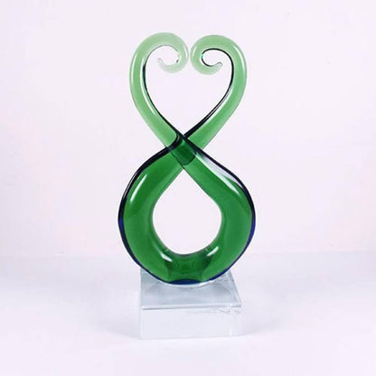 NZ Maori Green Glass Kissing Koru Ornament or Trophy - ShopNZ