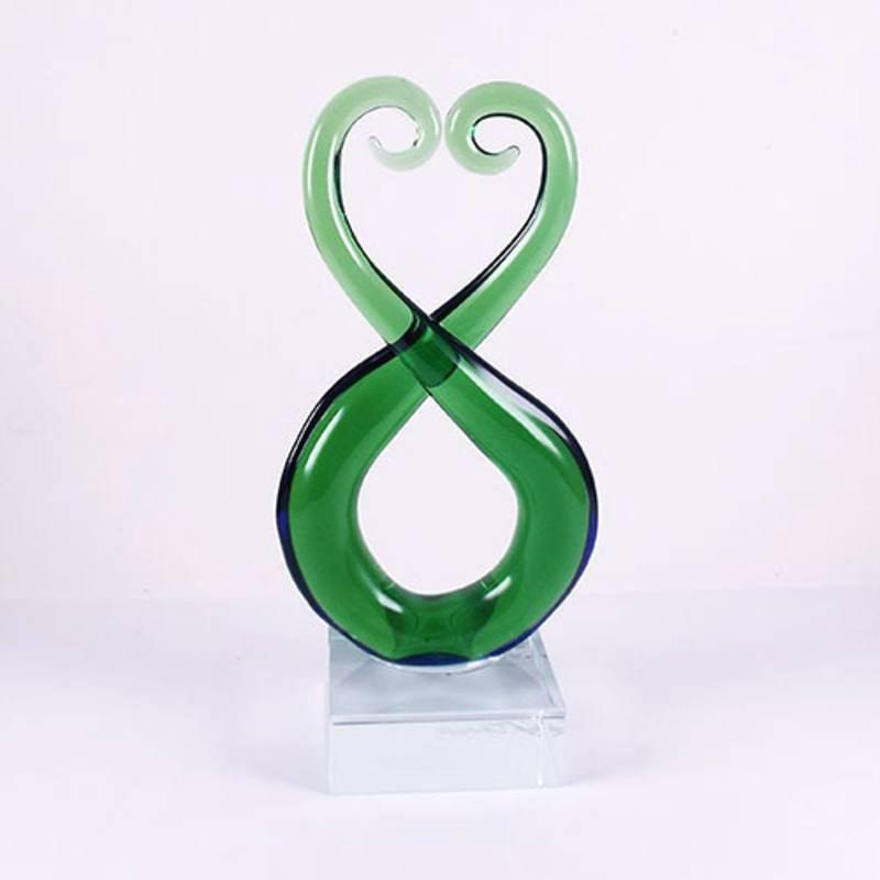 NZ Maori Green Glass Kissing Koru Ornament or Trophy - ShopNZ