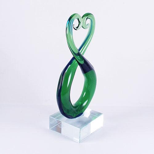 NZ Maori Green Glass Kissing Koru Ornament or Trophy - ShopNZ