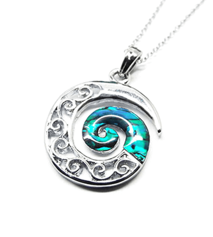 NZ Paua and Silver Koru Necklace - ShopNZ